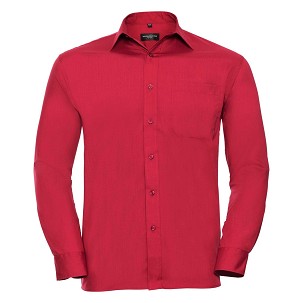 RUSSELL muška košulja sa dugim rukavima POLYCOTTON EASY CARE POPLIN, crvena, M