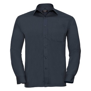 RUSSELL men's long sleeve shirt POLYCOTTON EASY CARE POPLIN.Elegant and versatile material.Classic, two buttons on cuff.35% Poplin cotton / 65% polyester, 110/105 g / m2.Drying at 50 degrees.EASY CARE -dry quickly, easily ironed white XS