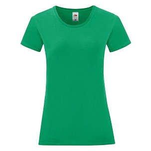 Fruit of the Loom, LADIES ICONIC 150T, ženska pamučna majica, kelly zelena boja