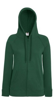 Fruit of the Loom, Ladies Lightweight Hooded Sweat Jacket, hooded sweatshirt, forest green, XS