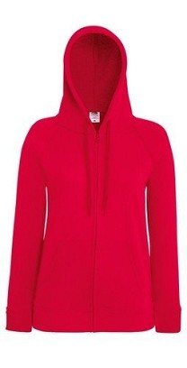 Fruit of the Loom, Ladies Lightweight Hooded Sweat Jacket, ženski duks sa kapuljačom, crvena, M