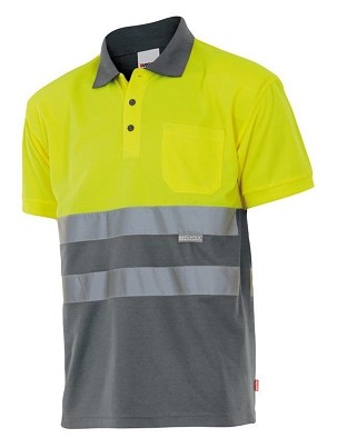 VL CUPID. Two-tone bird-eye polo shirt (160g/m²) with short sleeves, in polyester (100%)