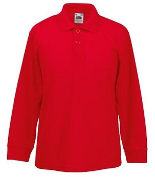 Fruit of the Loom, Kids 65/35 LS Polo, dečija polo majca dugih rukava, crvena, 5-6