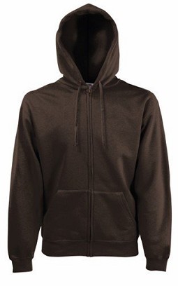 Fruit Of The Loom, Premium Hooded Sweat Jacket, Chocolate, L