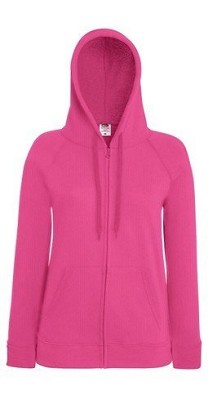 Fruit of the Loom, Ladies Lightweight Hooded Sweat Jacket, hooded sweatshirt, fuchsia, S