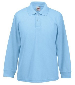 Fruit of the Loom, Kids 65/35 LS Polo, dečija polo majca dugih rukava, nebesko plava, 9-11