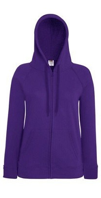Fruit of the Loom, Ladies Lightweight Hooded Sweat Jacket, ženski duks sa kapuljačom, ljubičasta, XS