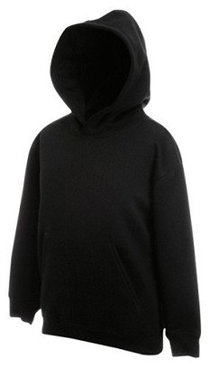 Fruit Of The Loom, Kids Premium Hooded Sweat, Kids Hoodie, Black, 14-15