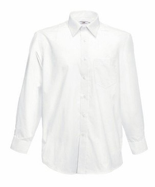 Fruit of the Loom, Poplin Shirt, Men's Long Sleeve Shirt, White, XL