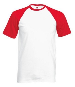 Fruit of the Loom, Baseball T, Men's Cotton Short Sleeve T-shirt, White-Green, L
