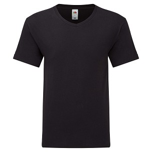 Fruit of the Loom, ICONIC 150 V-NECK, pamučna majica sa V izrezom, crna boja
