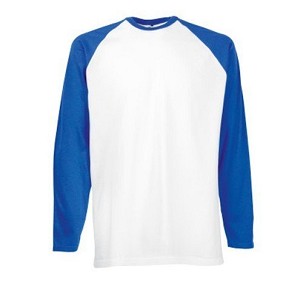 Fruit of the Loom, Baseball T, muška pamučna dvobojna majica dugih rukava, belo-plava, 2XL