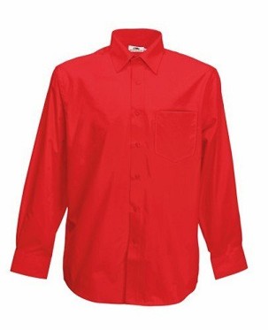 Fruit of the Loom, Poplin Shirt, muška košulja dugih rukava, crvena, 2XL