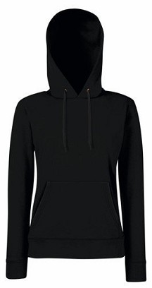 Fruit Of The Loom, Ladies Classic Hooded Sweat, duks sa kapuljačom za žene,  crna, M
