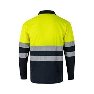 VL VULCAN LARGE. Bird-eye dvobojna polo majica (160g/m²) sa dugim rukavima, od poliestera (100%)