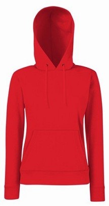 Fruit Of The Loom, Ladies Classic Hooded Sweat, duks sa kapuljačom za žene, crvena, 2XL