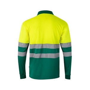 VL VULCAN LARGE. Bird-eye dvobojna polo majica (160g/m²) sa dugim rukavima, od poliestera (100%)