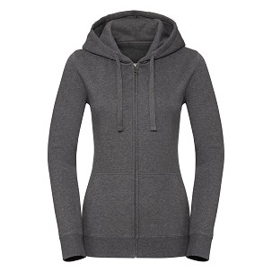 Ladies Authentic Melange Zipped Hood Sweat