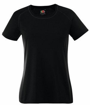 Fruit of the Loom, Performance, sports polyester T-shirt for women, black, 2XL
