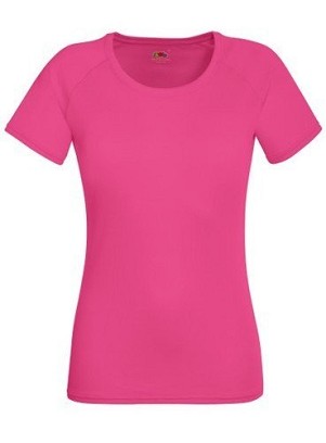 Fruit of the Loom, Performance, sports polyester T-shirt for women, fuchsia, S