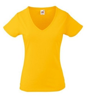 Fruit of the Loom, Ladies Valueweight V-Neck T, Women's V-neck T-shirt, Sunflower Yellow, XL
