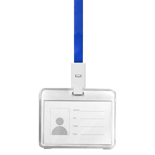 EGO, plastic id card holder with lanyard, blue