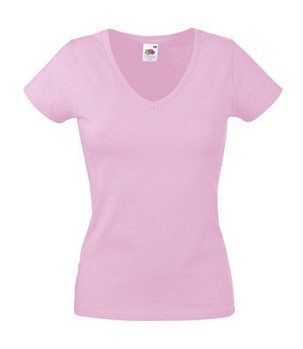 Fruit of the Loom, Ladies Valueweight V-Neck T, ženska majica kratkih rukava na V izrez, roza  ,XS