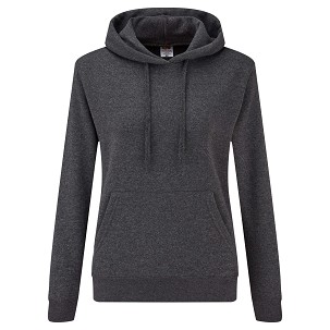 Fruit of the Loom, LADIES CLASSIC HOODED SWEAT, ženski duks sa kapuljačom, tamno melirano siva