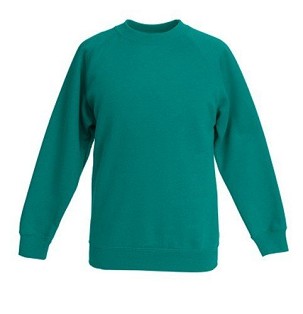 Fruit Of The Loom, Kids Classic Raglan Sweat, duks za decu, smaragdna, 14-15