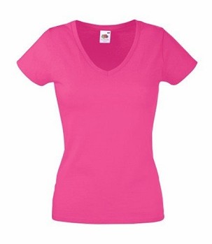 Fruit of the Loom, Ladies Valueweight V-Neck T, Women's V-neck T-shirt, fuchsia, L