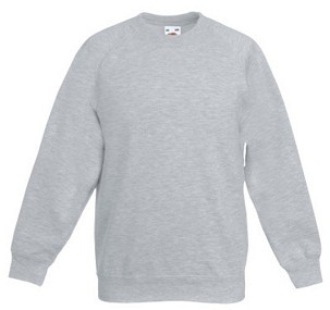 Fruit Of The Loom, Kids Classic Raglan Sweat, Sweatshirt, Ash Gray, 5-6