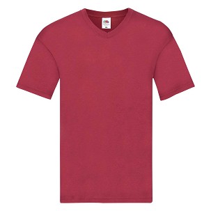 Fruit of the Loom, Original V-neck T, Men's V-neck T-shirt, Brick Red, S