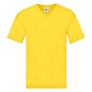 Fruit of the Loom, Original V-neck T, Men's V-neck T-shirt, Yellow, S