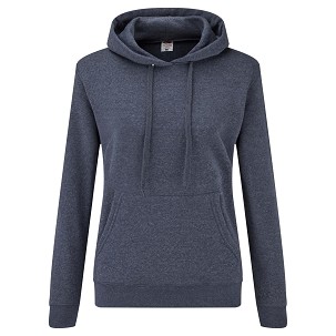 Fruit of the Loom, LADIES CLASSIC HOODED SWEAT, ženski duks sa kapuljačom, retro melirana teget