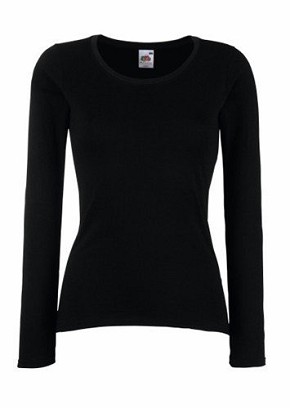 Fruit of the Loom, Ladies Valueweight Long sleeve T, ženska majica dugih rukava,crna ,XS