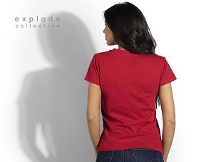 VIOLA, women's v-neck t-shirt, 100% cotton, red