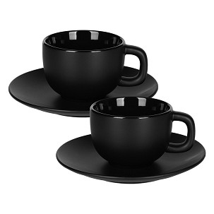 TOTEM MINI, keramička šolja za espresso sa tacnom, 85 ml, crna