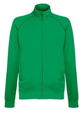 Fruit of the Loom, Lightweight Sweat Jacket, lagani duks sa cibzarom, kelly zelena, M