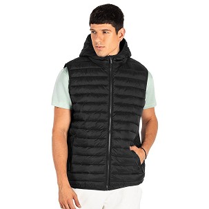 LIBERTY HOOD VEST MEN, light padded bodywarmer with hood, black