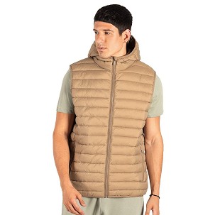 LIBERTY HOOD VEST MEN, light padded bodywarmer with hood, light brown