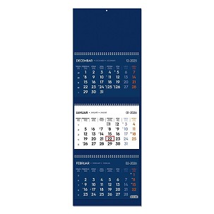 POSLOVNI 73, zidni kalendar: 3 x 12 listova, tromesečni, trodelni, plavi