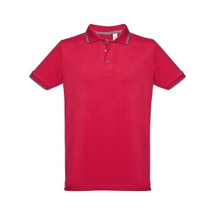 THC ROME. Muška slim polo majica, crvena/siva