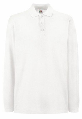 Fruit of the Loom, Premium LS Polo, premium unisex polo majica dugih rukava,bela , L