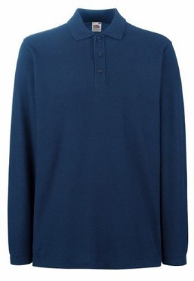 Fruit of the Loom, Premium LS Polo, premium unisex  polo majica dugih rukava, teget, 3XL