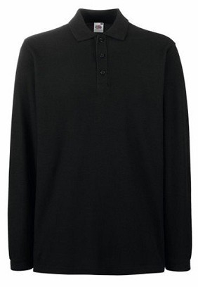 Fruit of the Loom, Premium LS Polo, premium unisex  polo majica dugih rukava, crna,, S