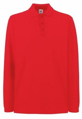 Fruit of the Loom, Premium LS Polo, premium unisex  polo majica dugih rukava, crvena , M
