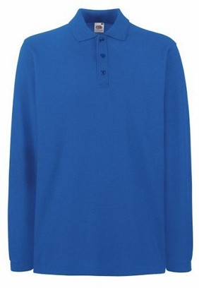 Fruit of the Loom, Premium LS Polo, premium unisex polo majica dugih rukava, royal plava, S