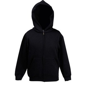 Fruit Of The Loom, Kids Classic Hooded Sweat Jacket, duks za decu sa kapuljačom i cibzarom,crna , 9-11