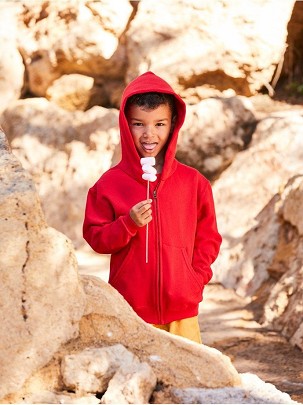 Fruit Of The Loom, Kids Classic Hooded Sweat Jacket, duks za decu sa kapuljačom i cibzarom, crvena , 9-11