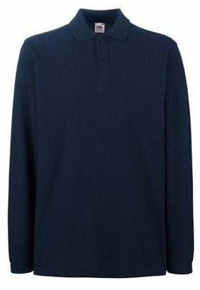 Fruit of the Loom, Premium LS Polo, premium unisex  polo majica dugih rukava, tamno teget, M
